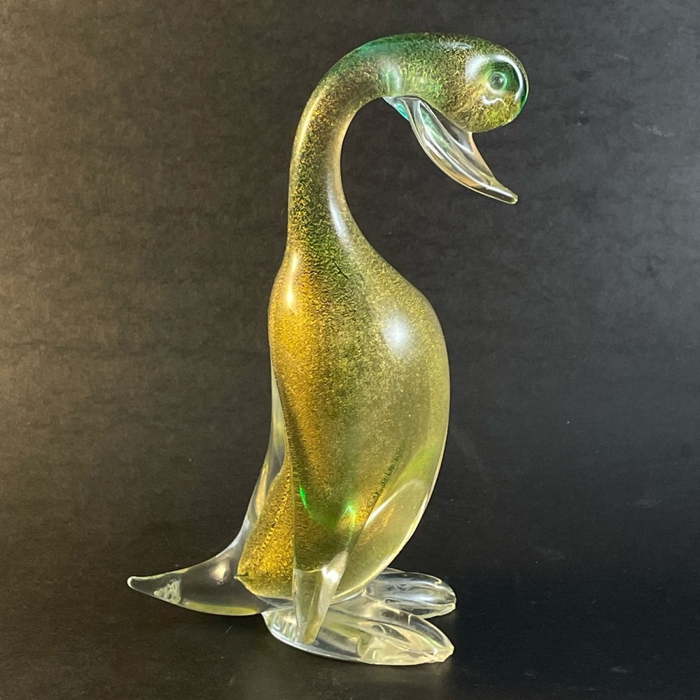 Murano Copper Aventurine Art Glass Duck - damaged but looks nice and good price